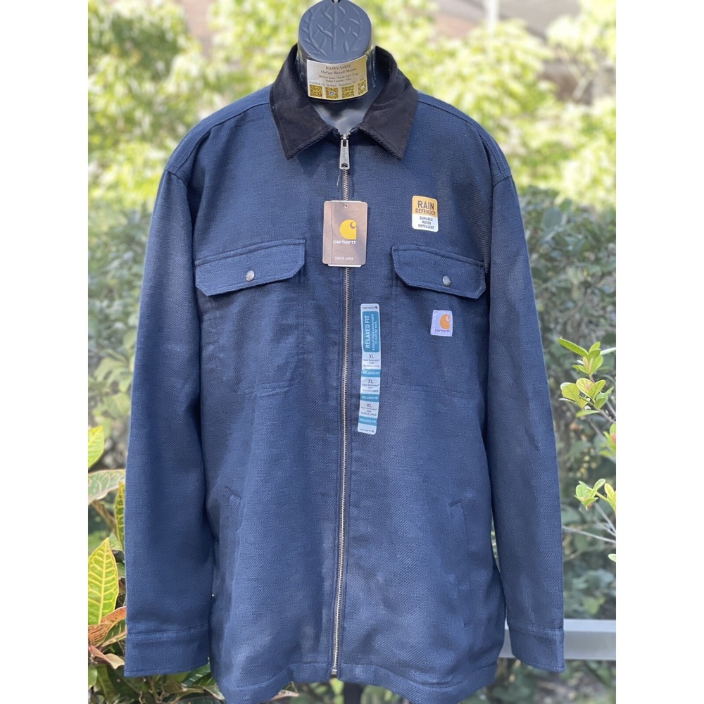 Carhartt Pawnee Shirt Jacket XL Blue NWT Flannel Lined Work Coat